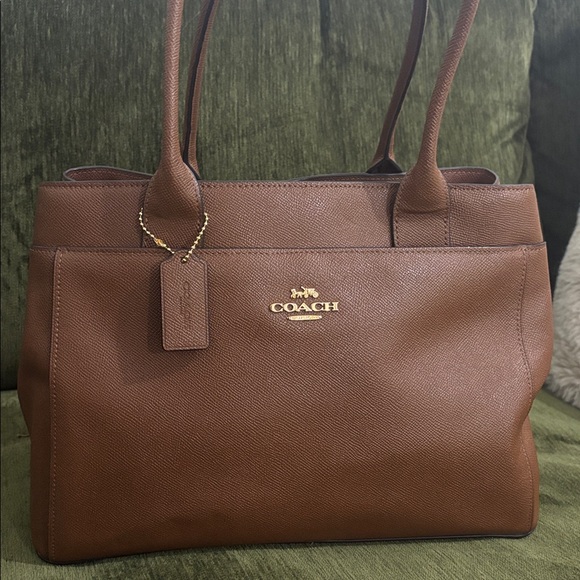 Coach Casey Black Tote Crossgrain Leather Cowhide Shoulder Bag - Picture 3 of 16